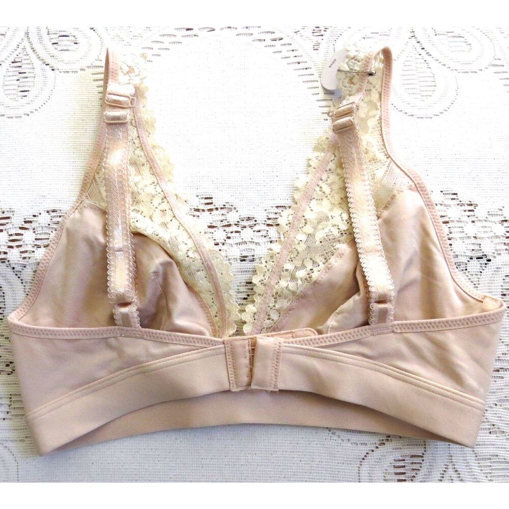 Wacoal Embrace Lace Floral Lace Wire Free Bralette Sand/Ivory 34 EUC - Picture 3 of 6